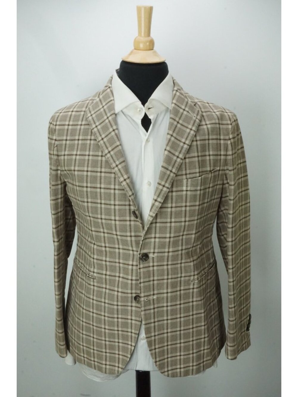 Tagliatore Brown Plaid 100% Cotton Sport Coat Jacket Sz 38R US Brand New - Picture 3 of 8